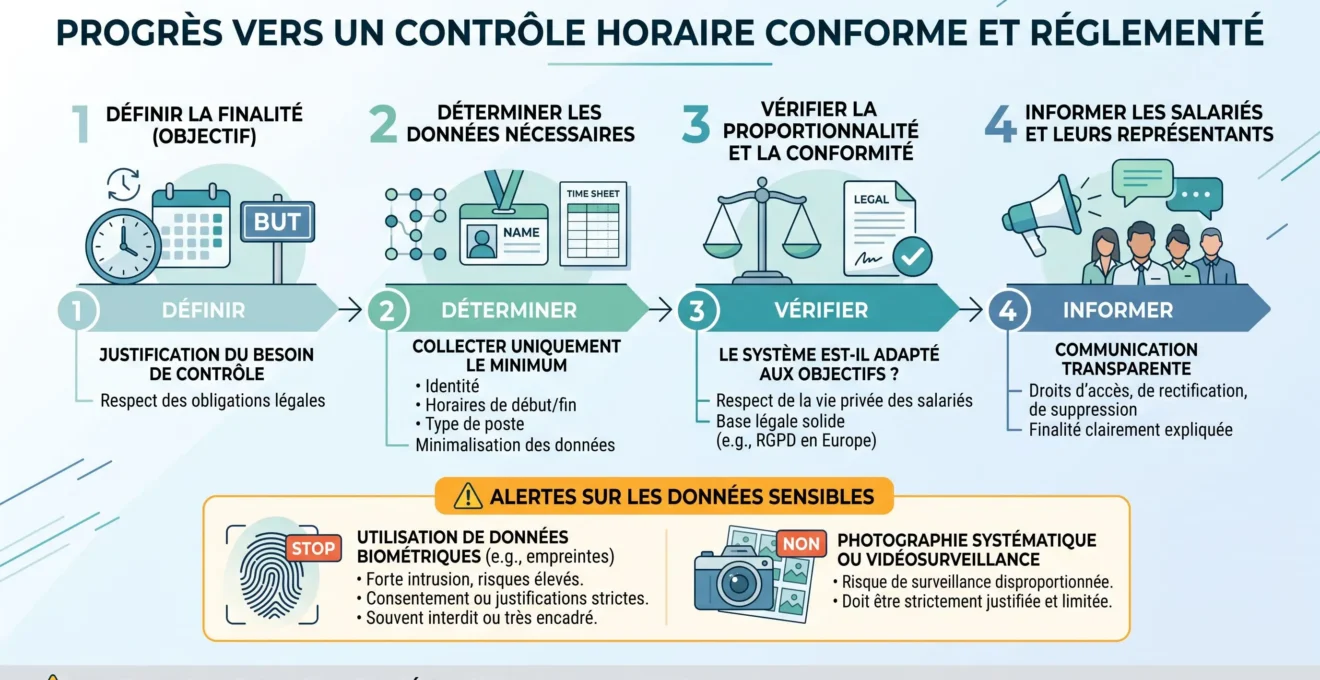 Schéma de minimisation des données pour un système de badgeuse